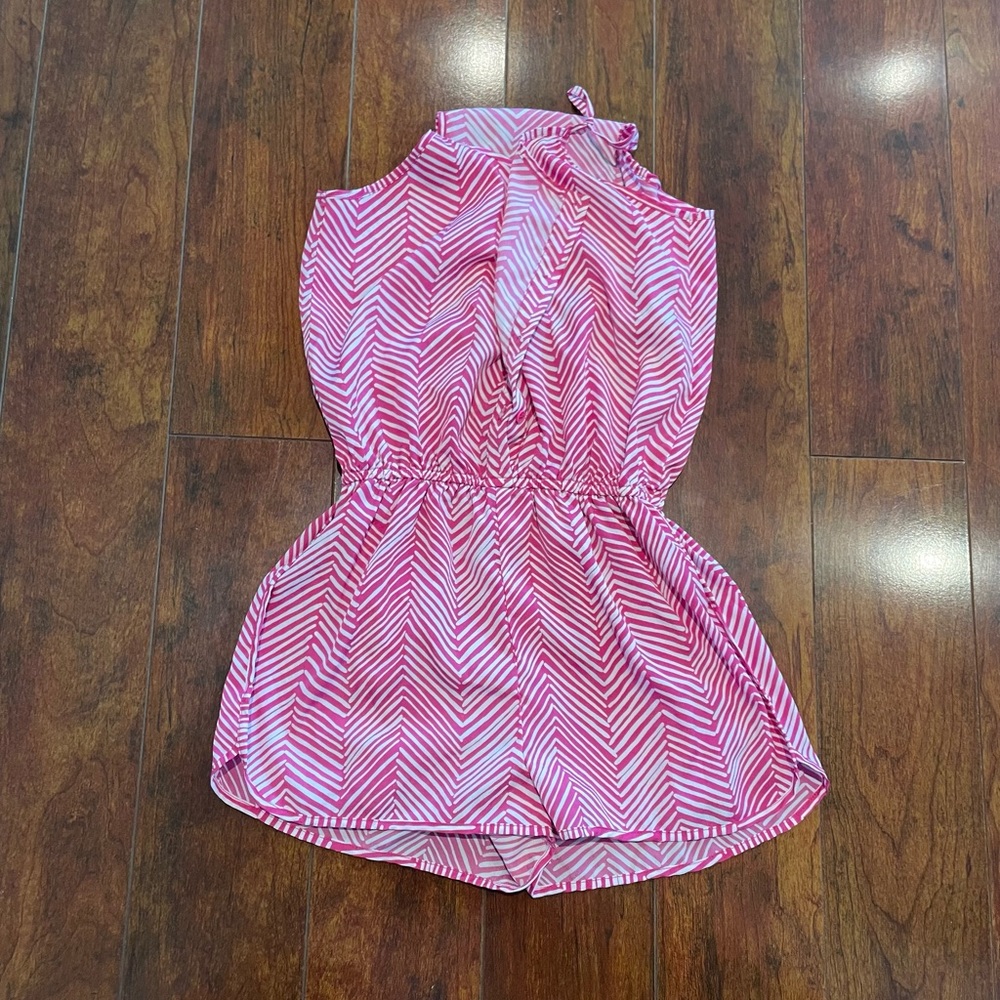 Pink and white romper